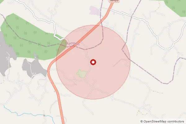 Map showing approximate area covered by Pincode 829112 — Nerki Bo, Bokaro