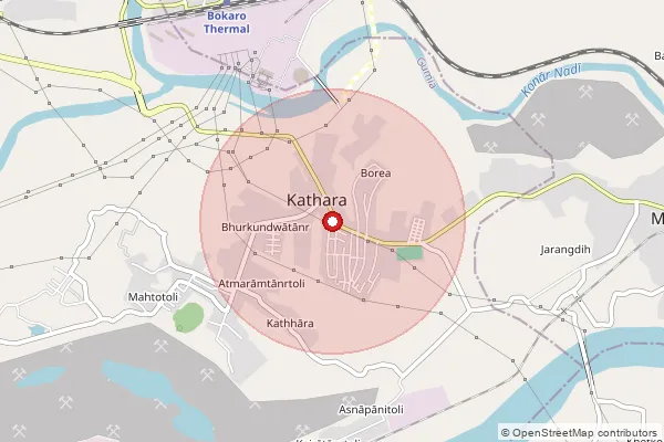 Map showing approximate area covered by Pincode 829116 — Kathara So, Bokaro