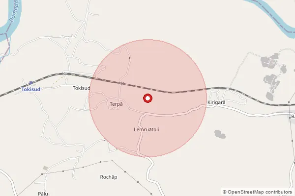 Map showing approximate area covered by Pincode 829118 — Patratu Diesel Colony Nd Bo, Ramgarh
