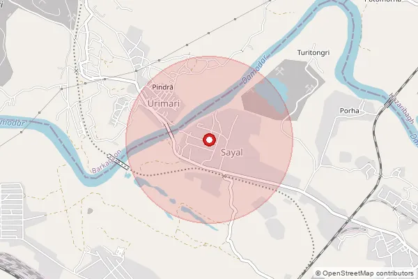 Map showing approximate area covered by Pincode 829125 — Sayal So, Ramgarh