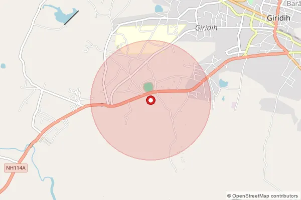 Map showing approximate area covered by Pincode 829128 — Swang Colliery So, Bokaro