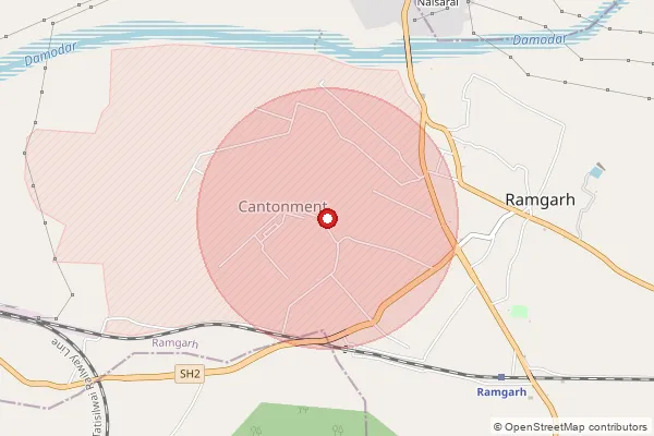 Map showing approximate area covered by Pincode 829130 — Ramgarh Court So, Ramgarh