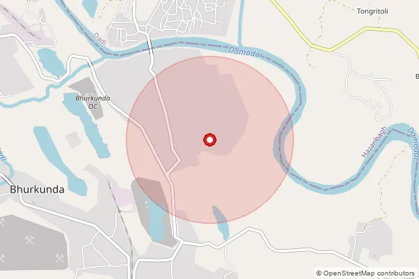 Map showing approximate area covered by Pincode 829135 — Bhurkunda So, Ramgarh