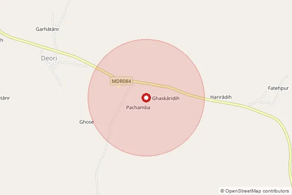 Map showing approximate area covered by Pincode 829144 — Birni Bo, Bokaro