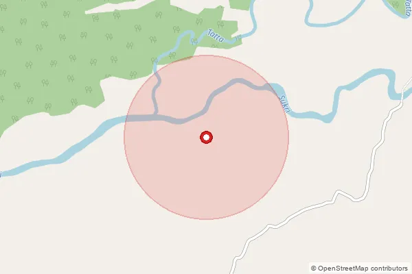Map showing approximate area covered by Pincode 829206 — Balu Bo, Latehar