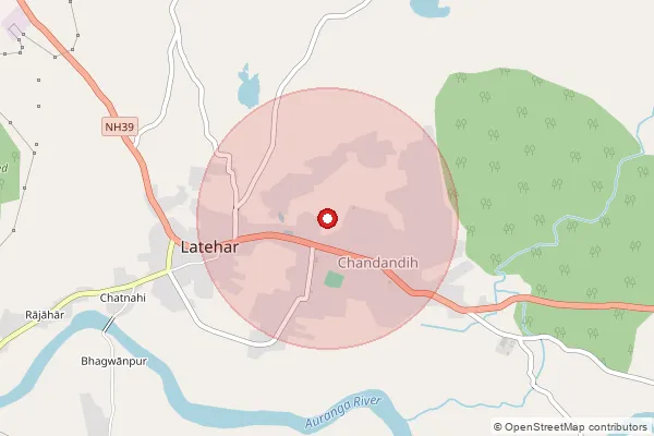 Map showing approximate area covered by Pincode 829207 — Nawagarh Bo, Latehar