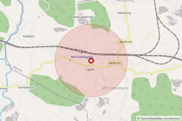 Map showing approximate area covered by Pincode 829208 — Lapra B.O, Ranchi