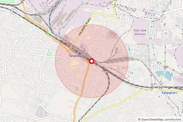 Map showing approximate area covered by Pincode 831002 — Bagbera Bo, East Singhbum