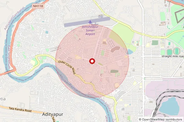 Map showing approximate area covered by Pincode 831005 — Kadma So, East Singhbum