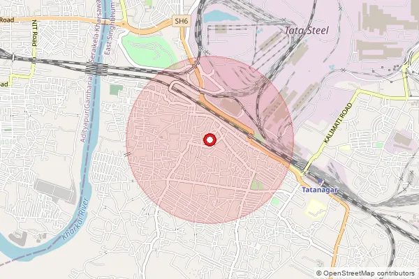 Map showing approximate area covered by Pincode 831006 — Jugsalai So, East Singhbum