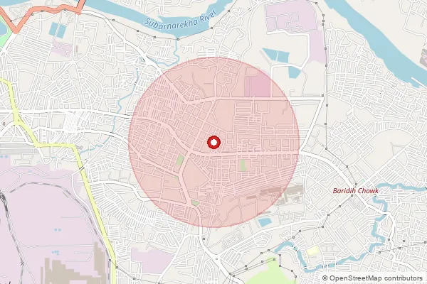 Map showing approximate area covered by Pincode 831009 — Agrico So, East Singhbum