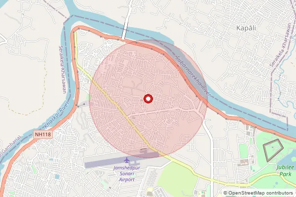 Map showing approximate area covered by Pincode 831011 — Sonari So East Singhbhum, East Singhbum
