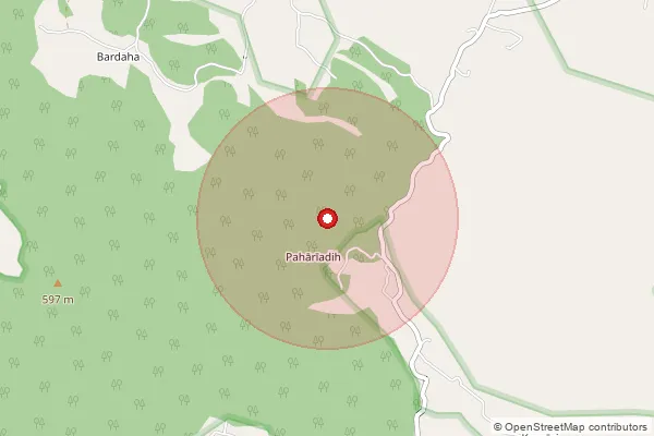 Map showing approximate area covered by Pincode 831012 — Bhilaipahari Bo, East Singhbum