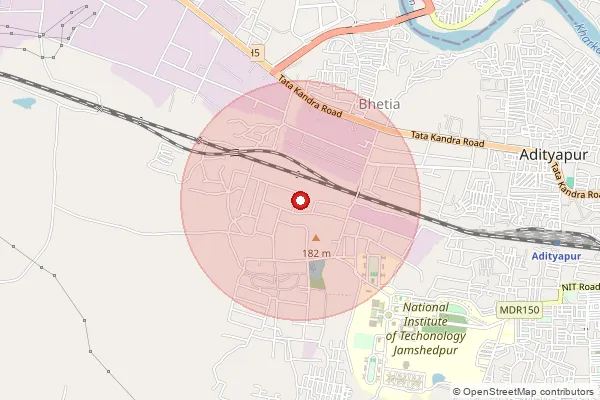 Map showing approximate area covered by Pincode 831014 — Nit So, Saraikela Kharsawan