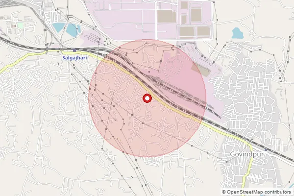 Map showing approximate area covered by Pincode 831016 — Rahargora So, East Singhbum