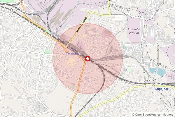 Map showing approximate area covered by Pincode 831021 — Nodal Delivery Centre Jamshedpur, East Singhbum
