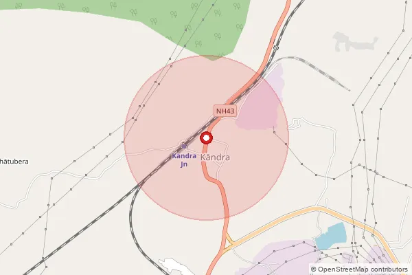 Map showing approximate area covered by Pincode 832402 — Hudu Bo, Saraikela Kharsawan