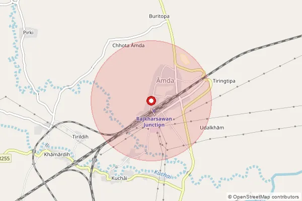 Map showing approximate area covered by Pincode 833101 — Galudih Bo, Saraikela Kharsawan