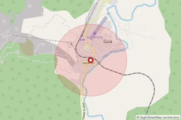 Map showing approximate area covered by Pincode 833213 — Gua So, West Singhbhum