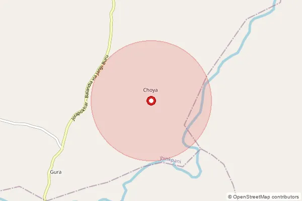 Map showing approximate area covered by Pincode 833215 — Barajhinkpani Bo, West Singhbhum