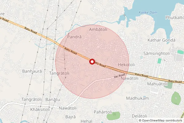 Map showing approximate area covered by Pincode 834005 — Hehal So, Ranchi
