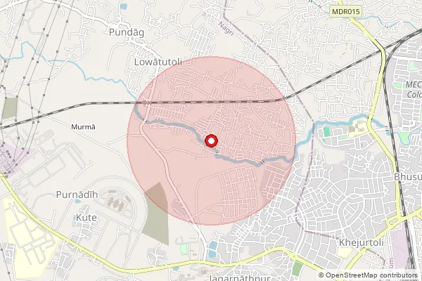 Map showing approximate area covered by Pincode 834007 — Sail City S.O, Ranchi