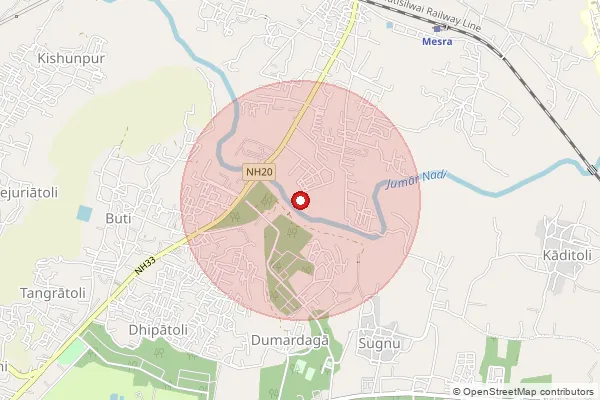 Map showing approximate area covered by Pincode 834012 — Buti Chowk S.O, Ranchi