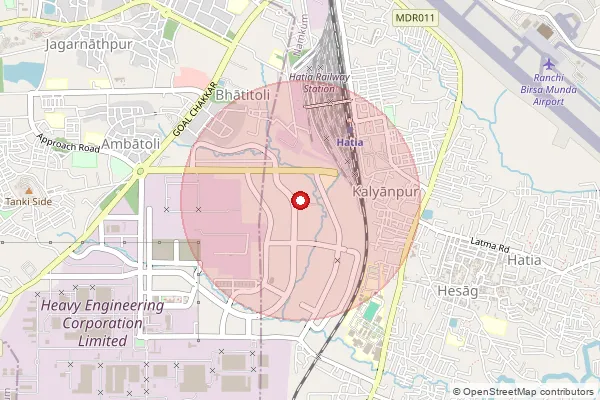 Map showing approximate area covered by Pincode 834014 — Sembo S.O, Ranchi