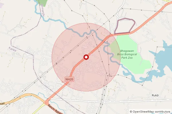 Map showing approximate area covered by Pincode 835217 — Neori Vikas Vidyalaya So, Ranchi