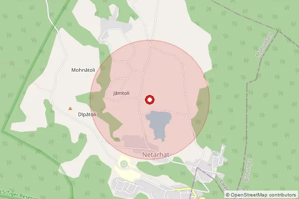 Map showing approximate area covered by Pincode 835218 — Netarhat So, Latehar