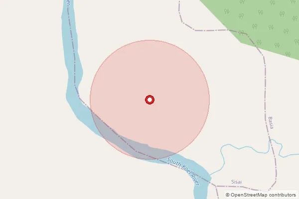 Map showing approximate area covered by Pincode 835224 — Khora Bo, Gumla