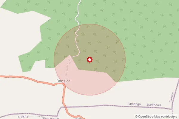 Map showing approximate area covered by Pincode 835226 — Kundurmunda Bo, Simdega