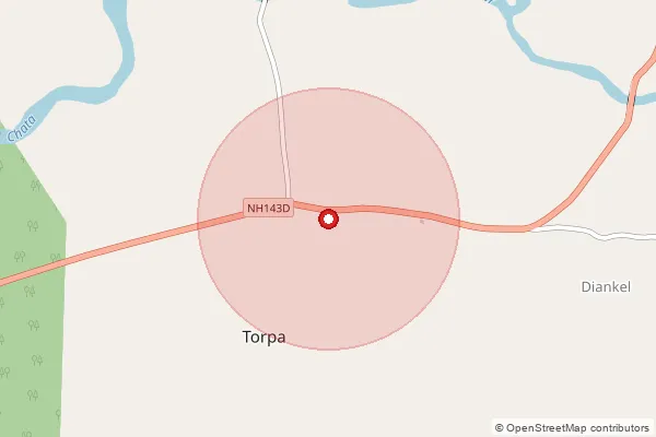 Map showing approximate area covered by Pincode 835227 — Ambapakhna Bo, Khunti