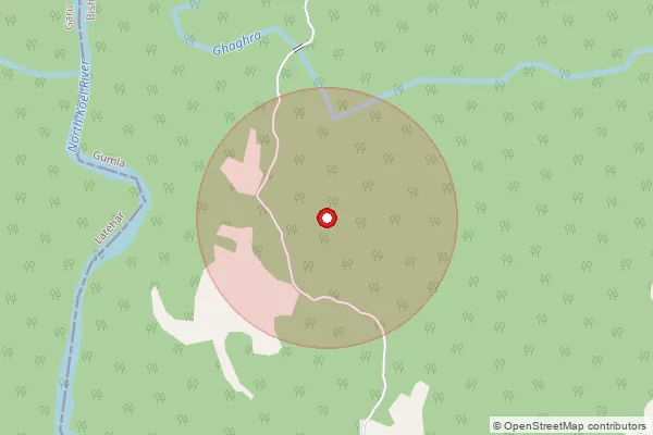 Map showing approximate area covered by Pincode 835231 — Jamti Bo, Gumla