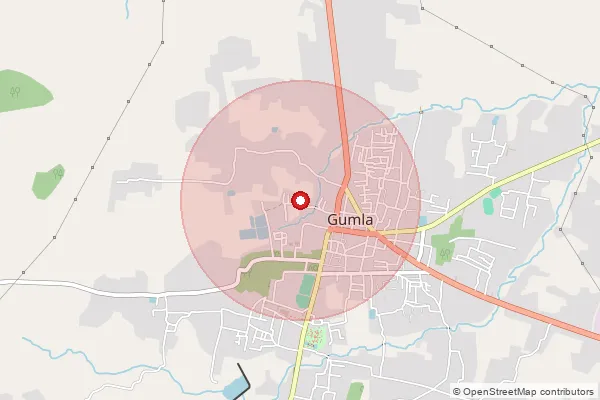 Map showing approximate area covered by Pincode 835233 — Basua Bo, Gumla