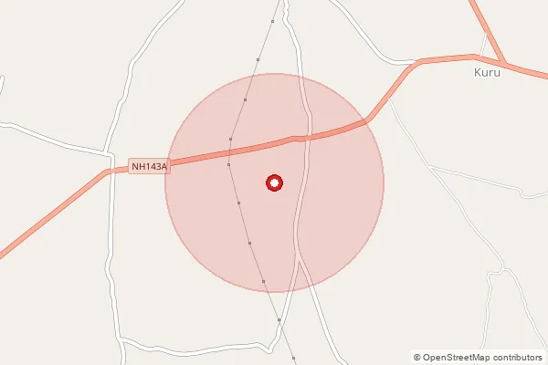 Map showing approximate area covered by Pincode 835325 — Akashi Bo, Lohardaga