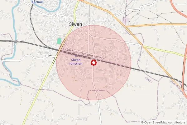 पिनकोड 841228 — Station Road, Siwan द्वारे समाविष्ट केलेले अंदाजे क्षेत्र दर्शवणारा नकाशा