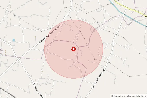 Map showing approximate area covered by Pincode 843132 — Dumari Bo, Muzaffarpur