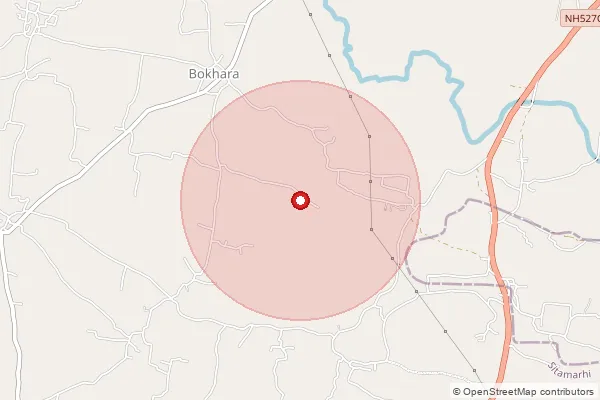 பின்கோடு 843318 — Bokhra Branch Office, Sitamarhi ஆல் உள்ளடக்கப்பட்ட தோராயமான பகுதியைக் காட்டும் வரைபடம்