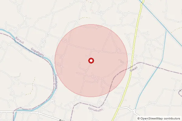 Map showing approximate area covered by Pincode 845411 — Chandrahia  Bo, Purbi Champaran