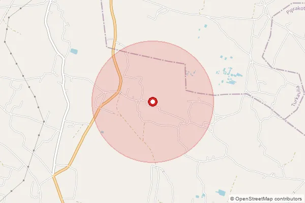 Map showing approximate area covered by Pincode 845415 — Baidnathpur Bo, Purbi Champaran
