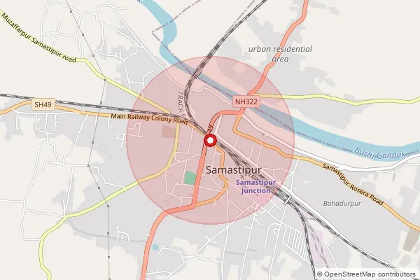 Map showing approximate area covered by Pincode 848127 — Bhagwatpur Bo, Samastipur