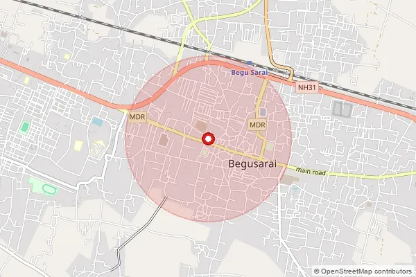 Map showing approximate area covered by Pincode 851127 — Birpur Bo, Begusarai