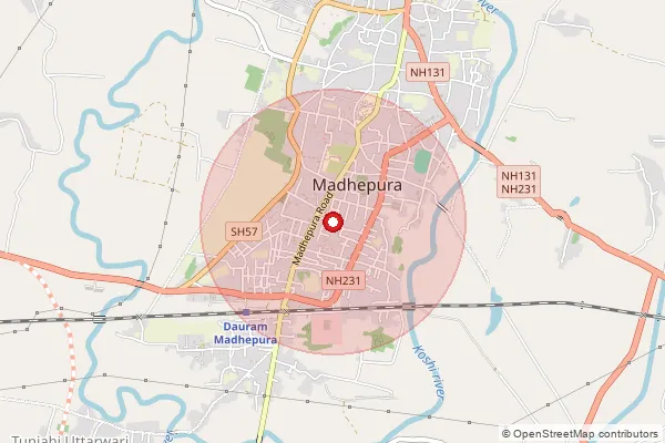 पिनकोड 852113 — Bhagwanpur Branch Office, Madhepura द्वारा कवर किए गए अनुमानित क्षेत्र को दर्शाता मानचित्र